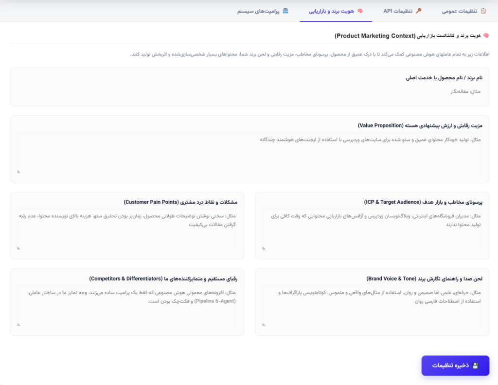 تنظیمات هویت برند در مقاله‌نگار